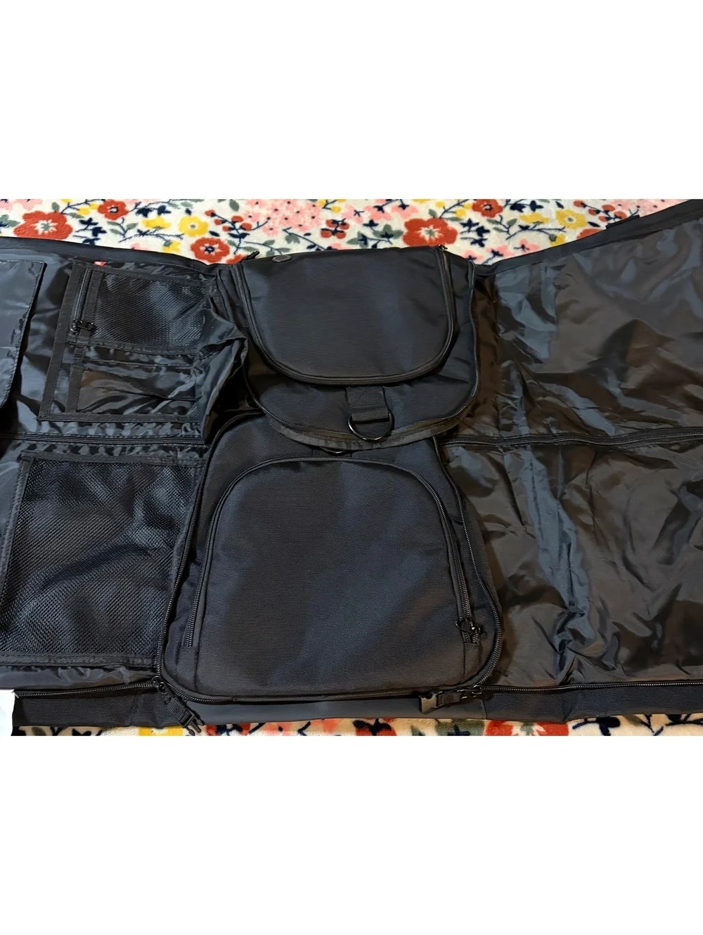 ENZOSUM Large Black Travel Organizer Bag with Multiple Compartments